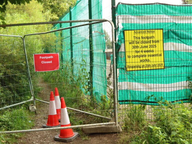 Footpath Closed Downstream of Cemetery